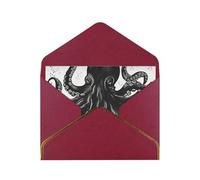 GDSHJKLW Carte de vœux classique en forme de pieuvre noire avec enveloppes rouges foncées, 10,2 x 15,2 cm, carte vierge pour toutes les occasions