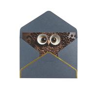 GDSHJKLW Carte de vœux en forme de hibou grain de café avec enveloppes noires, 10,2 x 15,2 cm, carte vierge pour toutes les occasions