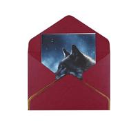 GDSHJKLW Carte de vœux loup solitaire avec enveloppes rouge foncé, carte de vœux « Thinking of You » de 10,2 x 15,2 cm, carte vierge pour toutes les occasions