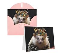 GDSHJKLW Carte de vœux vierge avec couronne et hérisson avec enveloppes 10,2 x 15,2 cm, cartes de remerciement, cartes de notes, cartes de toutes occasions, cartes roses pour Noël, vacances