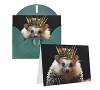 GDSHJKLW Carte de vœux vierge avec couronne et hérisson avec enveloppes, 10,2 x 15,2 cm, cartes de remerciement, cartes de notes, cartes toutes occasions, cartes vert foncé pour Noël, vacances