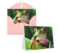 GDSHJKLW Carte de vœux vierge avec enveloppes 10,2 x 15,2 cm - Motif grenouille mignonne - Rose - Pour Noël, vacances, anniversaire, remise de diplôme