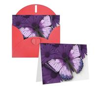 GDSHJKLW Carte de vœux vierge avec enveloppes 10,2 x 15,2 cm - Motif papillon violet - Cartes de remerciement - Cartes de toutes occasions - Rouge - Pour Noël, vacances, anniversaire, remise de