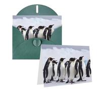 GDSHJKLW Carte de vœux vierge avec enveloppes 10,2 x 15,2 cm, motif pingouins de l'Antarctique, cartes de remerciement, cartes de notes, cartes toutes occasions, vert foncé pour Noël, vacances