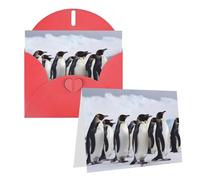 GDSHJKLW Carte de vœux vierge avec enveloppes 10,2 x 15,2 cm - Motif pingouins de l'Antarctique - Rouge - Pour Noël, vacances, anniversaire, remise de diplôme