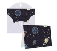 GDSHJKLW Carte de vœux vierge avec enveloppes 10,2 x 15,2 cm - Motif planète spatiale - Cartes de remerciement - Cartes toutes occasions - Blanc - Pour Noël, vacances, anniversaire, remise de diplôme