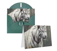 GDSHJKLW Carte de vœux vierge avec enveloppes 10,2 x 15,2 cm, motif tigre blanc, cartes de remerciement, cartes de notes, cartes toutes occasions, cartes pour Noël, vacances, anniversaire, remise de
