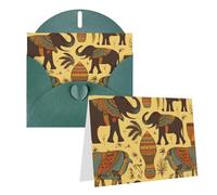 GDSHJKLW Carte de vœux vierge avec enveloppes Motif éléphant d'Afrique 10,2 x 15,2 cm, cartes de remerciement, cartes de notes, cartes toutes occasions, cartes vert foncé pour Noël, vacances
