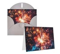 GDSHJKLW Carte de vœux vierge avec enveloppes, motif feu d'artifice, 10,2 x 15,2 cm, cartes de remerciement, cartes de notes, cartes toutes occasions, cartes grises pour Noël, vacances, anniversaire