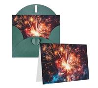 GDSHJKLW Carte de vœux vierge avec enveloppes, motif feu d'artifice, 10,2 x 15,2 cm, cartes de remerciement, cartes de notes, cartes toutes occasions, vert foncé pour Noël, vacances, anniversaire