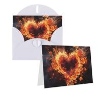 GDSHJKLW Carte de vœux vierge avec enveloppes - Motif fleurs de feu et cœur - 10,2 x 15,2 cm - Cartes de remerciement, cartes de notes - Cartes toutes occasions - Blanc - Pour Noël, vacances