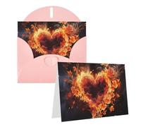 GDSHJKLW Carte de vœux vierge avec enveloppes - Motif fleurs de feu et cœur - 10,2 x 15,2 cm - Rose - Pour Noël, vacances, anniversaire, remise de diplôme