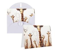 GDSHJKLW Carte de vœux vierge avec enveloppes - Motif girafes - 10,2 x 15,2 cm - Blanc - Pour Noël, vacances, anniversaire, remise de diplôme