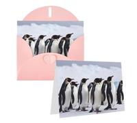 GDSHJKLW Carte de vœux vierge avec enveloppes, motif pingouins de l'Antarctique, 10,2 x 15,2 cm, cartes de remerciement, cartes de notes, cartes toutes occasions, rose pour Noël, vacances