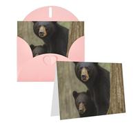 GDSHJKLW Carte de vœux vierge avec enveloppes pour mère et petit ours noir 10,2 x 15,2 cm, cartes de remerciement, cartes de notes, cartes toutes occasions, rose pour Noël, vacances, anniversaire