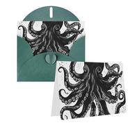 GDSHJKLW Carte de vœux vierge classique en forme de pieuvre noire avec enveloppes, 10,2 x 15,2 cm, cartes de remerciement, cartes de notes, cartes toutes occasions, cartes pour Noël, vacances