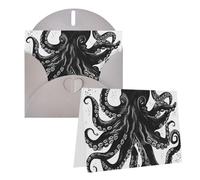 GDSHJKLW Carte de vœux vierge classique en forme de pieuvre noire avec enveloppes, 10,2 x 15,2 cm, cartes de remerciement, cartes de notes, cartes toutes occasions, cartes grises pour Noël, vacances