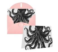 GDSHJKLW Carte de vœux vierge classique en forme de pieuvre noire avec enveloppes, 10,2 x 15,2 cm, cartes de remerciement, cartes de notes, cartes toutes occasions, pour Noël, vacances, anniversaire
