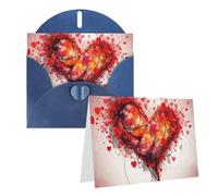 GDSHJKLW Carte de vœux vierge en forme de cœur abstrait avec enveloppes, 10,2 x 15,2 cm, cartes de remerciement, cartes de notes, cartes toutes occasions, cartes bleues pour Noël, vacances