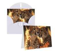 GDSHJKLW Carte de vœux vierge Guépard avec enveloppes 10,2 x 15,2 cm, cartes de remerciement, cartes de notes, cartes toutes occasions, cartes blanches pour Noël, vacances, anniversaire, remise de