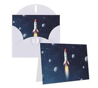 GDSHJKLW Carte de vœux vierge Rocket In Space avec enveloppes, 10,2 x 15,2 cm, cartes de remerciement, cartes de notes, cartes toutes occasions, cartes blanches pour Noël, vacances, anniversaire