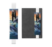 GDSHJKLW Dauphins In The Sea1 Porte-stylo avec bande élastique amovible en cuir PU pour stylo, journal, crayons, fournitures de bureau, cadeau pour journaux, cahiers, planificateurs
