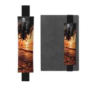 GDSHJKLW Dusk Tropical Beach Palm Porte-stylo avec bande élastique amovible en cuir PU Pochette pour stylo Journal Porte-crayons Fournitures de bureau Cadeau pour journaux à couverture rigide