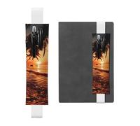 GDSHJKLW Dusk Tropical Beach Palm Porte-stylo avec bande élastique amovible en cuir PU Pochette pour stylo Journal Porte-crayons Fournitures de bureau Cadeau pour journaux à couverture rigide