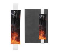 GDSHJKLW Étui à crayons en cuir synthétique amovible avec bande élastique en forme de flamme de feu fumé