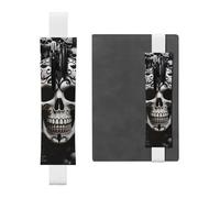 GDSHJKLW Étui à crayons en cuir synthétique amovible avec motif crânes noirs et blancs - Fournitures de bureau - Cadeau pour journaux, carnets, planificateurs, blanc, Taille unique