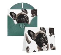 GDSHJKLW French Bulldog 2 Carte de vœux vierge avec enveloppes 10,2 x 15,2 cm, cartes de remerciement, cartes de notes, cartes toutes occasions, cartes vert foncé pour Noël, vacances, anniversaire