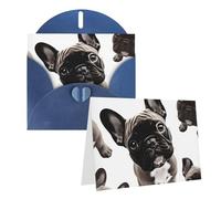 GDSHJKLW French Bulldog 2 Carte de vœux vierge avec enveloppes 10,2 x 15,2 cm, cartes de remerciement, cartes de notes, cartes toutes occasions, cartes bleues pour Noël, vacances, anniversaire, remise