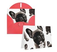 GDSHJKLW French Bulldog 2 Carte de vœux vierge avec enveloppes 10,2 x 15,2 cm, cartes de remerciement, cartes de notes, cartes toutes occasions, cartes rouges pour Noël, vacances, anniversaire, remise