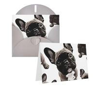 GDSHJKLW French Bulldog 2 Carte de vœux vierge avec enveloppes 10,2 x 15,2 cm, cartes de remerciement, cartes de notes, cartes toutes occasions, cartes grises pour Noël, vacances, anniversaire, remise