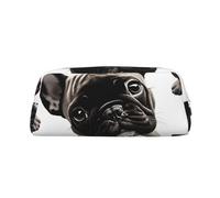 GDSHJKLW French Bulldog 2 Trousse à crayons en cuir de grande capacité avec fermeture éclair pour homme et femme - Trousse de toilette de voyage étanche à large ouverture