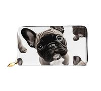GDSHJKLW French Bulldog2 Portefeuille en cuir avec fermeture éclair sur le pourtour pour femme Porte-cartes de crédit avec support pour téléphone portable