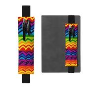 GDSHJKLW Gay Pride Rainbow Pattern 1 Porte-stylo avec bande élastique amovible en cuir PU Pochette pour stylo Journal Crayon Trousse Fournitures de bureau Cadeau pour journaux cahiers planificateurs