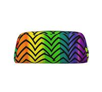 GDSHJKLW Gay Pride Trousse à crayons en cuir avec fermeture éclair pour homme et femme Motif arc-en-ciel Grande capacité Trousse de toilette étanche Grande ouverture, Argenté, One Size