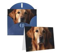 GDSHJKLW Golden Retriever Carte de vœux vierge avec enveloppes 10,2 x 15,2 cm, cartes de remerciement, cartes de notes, cartes de notes, cartes toutes occasions, cartes bleues pour Noël, vacances