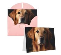 GDSHJKLW Golden Retriever Carte de vœux vierge avec enveloppes 10,2 x 15,2 cm, cartes de remerciement, cartes de notes, cartes de notes, cartes pour toutes les occasions - Rose - Pour Noël, vacances