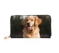 GDSHJKLW Golden Retriever Portefeuille en cuir avec fermeture éclair sur le pourtour et porte-cartes de crédit avec support pour téléphone portable