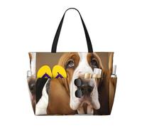 GDSHJKLW Grand sac de plage pour femme, imperméable, résistant au sable, sac fourre-tout léger à fermeture éclair, sac de transport pour basset hound, sac de piscine pour salle de sport, voyage