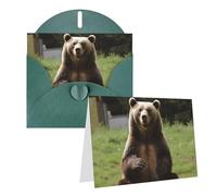 GDSHJKLW Hi Bear Carte de vœux vierge avec enveloppes 10,2 x 15,2 cm - Vert foncé - Pour Noël, vacances, anniversaire, remise de diplôme