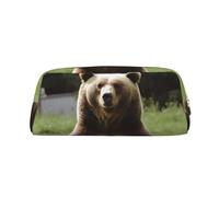 GDSHJKLW Hi Bear - Trousse à crayons en cuir avec fermeture éclair pour homme et femme - Trousse de toilette de voyage étanche - Grande capacité - Pochette à monnaie ouverte