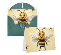 GDSHJKLW Honey Bee Carte de vœux vierge avec enveloppes 10,2 x 15,2 cm, cartes de remerciement, cartes de notes, cartes toutes occasions Vert foncé pour Noël, vacances, anniversaire, remise de diplôme