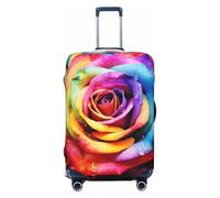 GDSHJKLW Housse de bagage de voyage aquarelle arc-en-ciel rose - Housse de protection lavable et élastique anti-rayures - Taille XL - Convient aux valises de 45,7 à 81,3 cm, Noir , XL