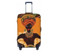 GDSHJKLW Housse de bagage de voyage pour femme africaine, lavable, élastique, anti-rayures, grande housse de bagage de voyage, convient aux valises de 45,7 à 81,3 cm, noir, L, Noir , L