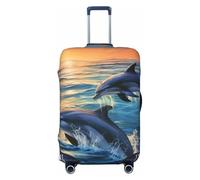 GDSHJKLW Housse de bagage motif dauphins dans la mer1, lavable, élastique, résistante aux rayures, compatible avec les valises de 45,7 à 81,3 cm, Noir , L