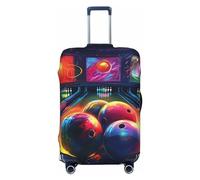 GDSHJKLW Housse de protection pour valise de voyage avec boules de bowling - Lavable - Élastique - Anti-rayures - Convient aux valises de 45,7 à 81,3 cm, Noir , L
