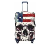 GDSHJKLW Housse de protection pour valise de voyage avec drapeau américain et tête de mort - Lavable et élastique - Anti-rayures - Convient aux valises de 45,7 à 81,3 cm, Noir , L